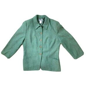 Pendleton Classic Vintage Womens Blazer Green Wool Jacket  Size 16 USA Made 90's